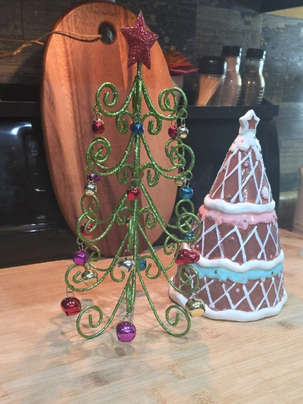 🎄Green Glitter Wire Christmas Tree with Multicolor. Ceramic Tree With Pastel Co